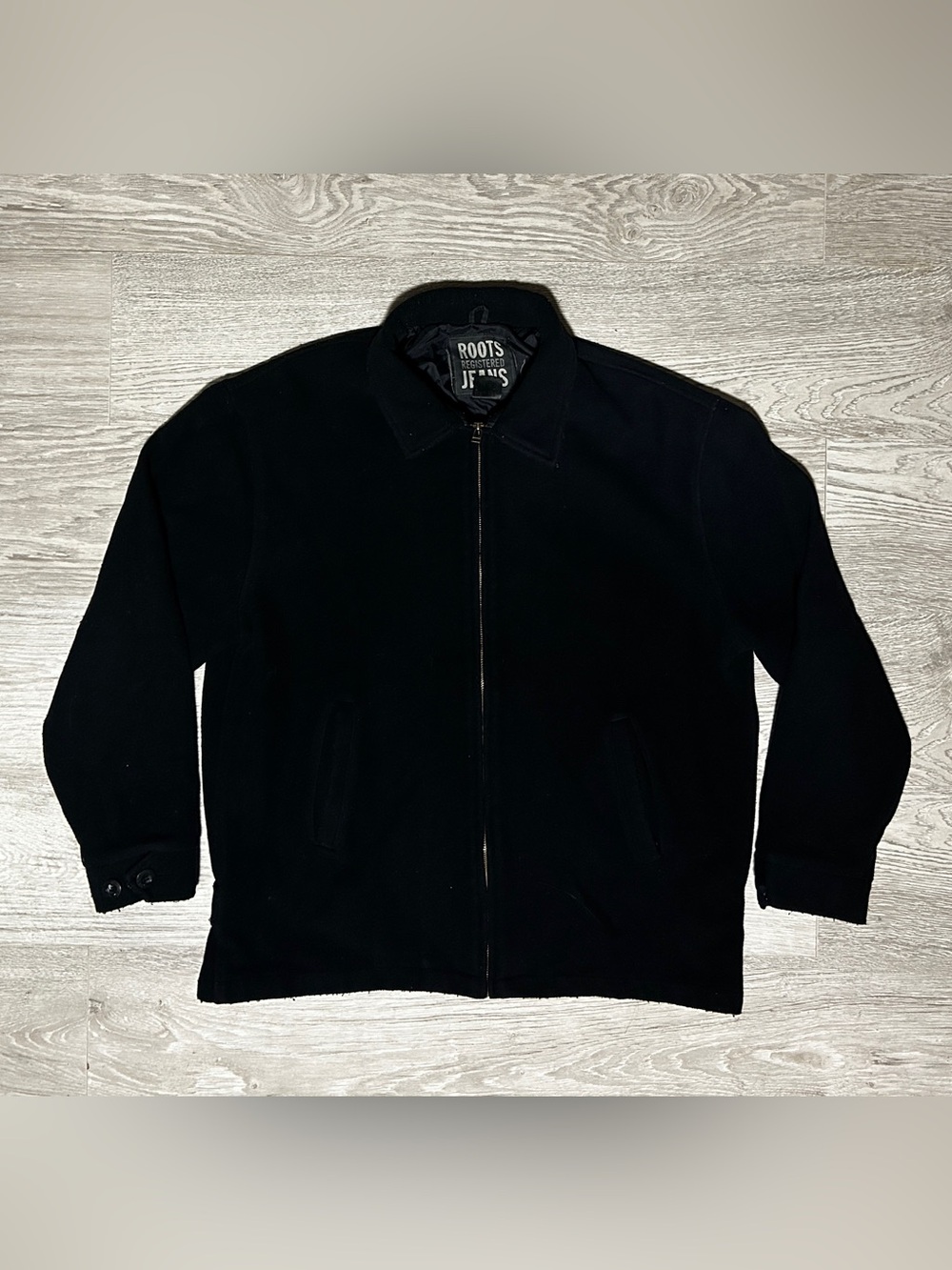 Vintage Roots Men's Black Zip-Up Collar Wool Blend Sweater Jacket